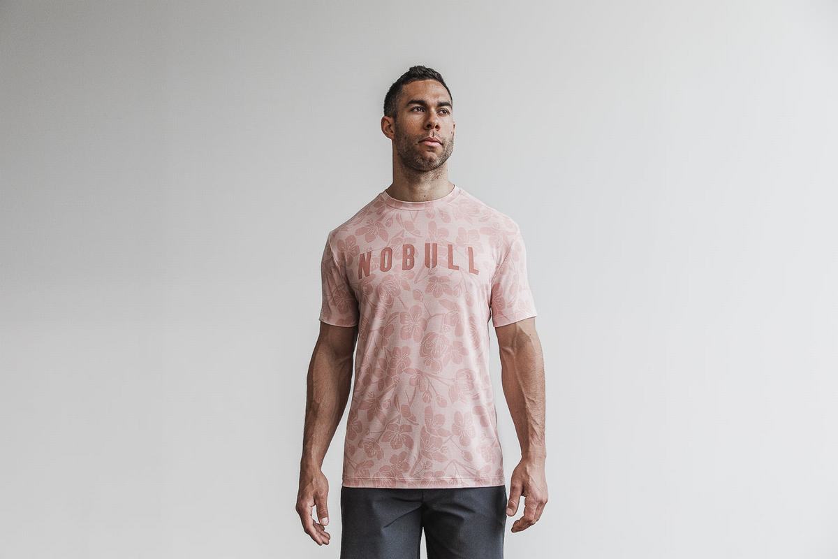 Nobull Men\'s T Shirts Rose Pink | Australia (BS7026)